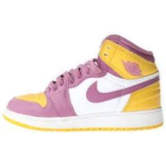 NIKE (ナイキ) GS AIR JORDAN 1 HIGH OG BROTHERHOOD 575441-706 エアジョーダン1ハイ ブラザーフッド ハイカットスニーカー ホワイト/イエロー/パープル US5Y/23.5cm