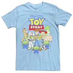 디즈니 픽사 맨즈 탑스 T셔츠 Disney Pixars Toy Story Mens Character Collage Portraitee Light Blue 블루