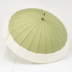 北斎グラフィック 傘 USED美品 富嶽蛇の目 尾州不二見原 和風モダン バイカラー グリーン系  男女兼用 24本骨 多間 60cm A3575のサムネイル
