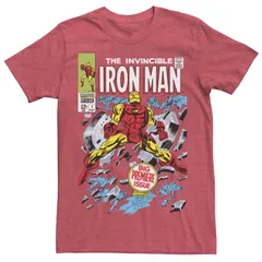 マーベル メンズ トップス Tシャツ グラフィック Mens Marvel Avengers Iron Man Big Premier Issue Classicomic Graphic Tee Red Heather ヘザー