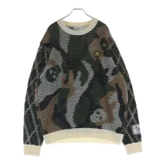 MARK&LONA (マークアンドロナ) Gauge Rapier Looms Sweater カモフラ ジャガード ウール ニット セーター カーキ MLM-2C-AB04