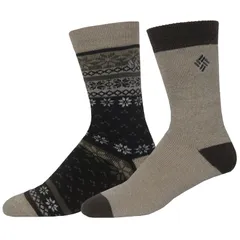 コロンビア メンズ アンダーウェア 靴下 Mens Columbia 2pk Thermal Crew Socks Brown Fairisle ブラウンのサムネイル