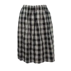 フォグリネンワーク fog linen work スカート ひざ丈 フレアー リネン ギンガムチェック S～Lサイズ相当 ブラック ベージュ k2665 1016のサムネイル