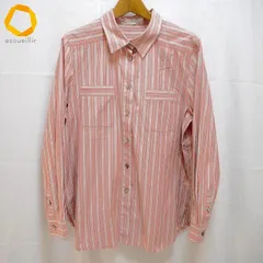 #a レリアン Leilian シャツ・ブラウス 9 ピンク系 水色 グレー ベージュ ストライプ 綿 100% 日本製 レディース [940257] k01