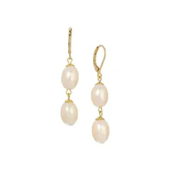 1928 レディース アクセサリー ピアス・イヤリング 1928 GoldTone Double Simulated Pearl Drop Leverback Earrings White ホワイト