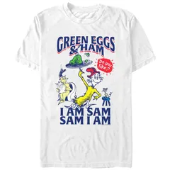 アニメキャラクター メンズ トップス Tシャツ グラフィック Licensed Character Mens Dr Seuss Green Eggs And Ham Do you Like Them Graphic Tee White ホワイト