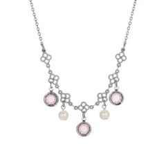 1928 レディース アクセサリー ネックレス・チョーカー・ペンダントトップ レース 1928 Silver Tone Crystal Simulated Pearl Necklace Purple パープル