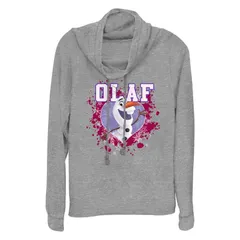 ディズニー レディース トップス Tシャツ グラフィック Disneys Frozen Olaf Happy Heart Womens Cowlneck Graphic Lightweight Long Sleeve Gray Heather グレー