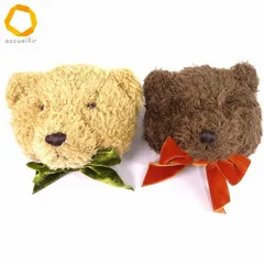#au ワンダフルワールド WONDERFUL WORLD カネコイサオ KANEKO ISAO くま ブローチ 2個 セット 茶 ベージュ ビッグフェイス [984502] k01のサムネイル