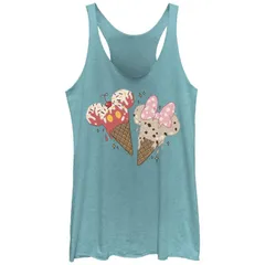 ディズニー レディース トップス Tシャツ Disneys Mickey Mouse And Minnie Mouse Ice Cream Cones Juniors Racerback Tank Top Tahiti Blue ブルー
