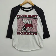 Flour Bluff Elementary School HORNETS ホーネッツ ベースボール Tシャツ 七分袖 ラグラン 古着 VINTAGE ホワイト ブラック C368