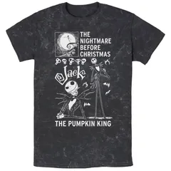 ディズニー メンズ トップス Tシャツ グラフィック Disneys The Nightmare Before Christmas Jack The Pumpking Mineral Wash Mens Graphic Tee Black ブラック