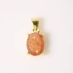 S925製 18KGP サンストーン 8×6mm 天然石 ゴールド ペンダント