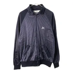 80年代 PUMA プーマ トラックジャケット スポーツ ストライプ ネイビー(メンズ M相当)中古 古着 X4913