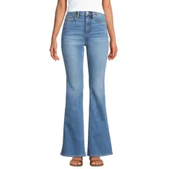 ランズエンド レディース ボトムス デニムパンツ プチ ジーンズ Petite Lands End HighRise Skinny Flare Jeans Beau Blue ブルーのサムネイル