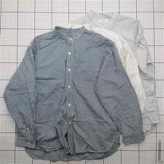 ◇ Θ ユニクロ UNIQLO バンドカラーシャツ Lサイズ ストライプ メンズ E  【1602240002906】