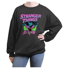 애니메이션 캐릭터 레이디스 탑스 T셔츠 그래픽 Licensed Character Juniors Stranger Things Neon Demogorgon Oversize