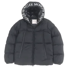 美品□MONCLER モンクレール 2021年製 MONTCLA モンクラ ロゴ刺繍 フーデッド WZIP ダウンジャケット ブラック 0 正規品 メンズオススメ