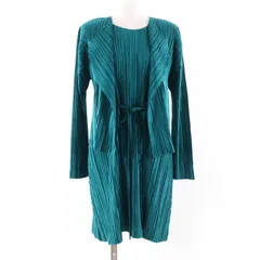美品☆PLEATS PLEASE プリーツプリーズ イッセイミヤケ PP51-JO128 PP51-JH125 ジャケット ノースリーブワンピース アンサンブル グリーン ジャケット：3 ワンピース：2 日本製 正規品 レディース