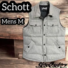 Schott ウール混ダウンベスト ワンスタースタッズ メンズＭ ライトグレー ショット ライダース 防寒のサムネイル
