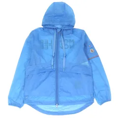 極美品□MONCLER モンクレール EBIZO GIUBBOTTO ロゴワッペン バックプリント 薄手 マウンテンパーカー ナイロンジャケット ブルー 1 正規品 メンズ