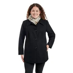 ロンドンフォグ レディース アウター ジャケット・ブルゾン プラスサイズ ウール コート Plusize London Fog Scarf and WoolBlend Coat Black ブラックのサムネイル