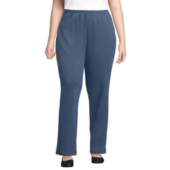 ランズエンド レディース ボトムス カジュアルパンツ プラスサイズ ニット ハイウエスト Plusize Lands End Sport Knit HighWaist PullOn Pants Nightfall Blue ブルー