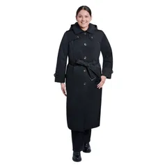 ロンドンフォグ レディース アウター ジャケット・ブルゾン プラスサイズ コート マキシ Plusize London Fog Hooded Maxi Trench Coat Black ブラックのサムネイル