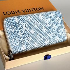 高級 ルイヴィトン ジッピーウォレット パイソン 蛇 長財布 ネイビー