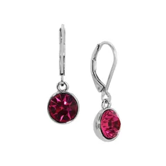 1928 レディース アクセサリー ピアス・イヤリング 1928 Silver Tone Round Faceted Crystaleverback Drop Earrings Pink ピンク