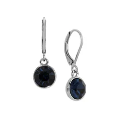 1928 レディース アクセサリー ピアス・イヤリング 1928 Silver Tone Round Faceted Crystaleverback Drop Earrings Blue ブルー
