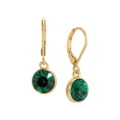 1928 レディース アクセサリー ピアス・イヤリング 1928 Gold Tone Round Faceted Crystaleverback Drop Earrings Green グリーン