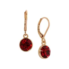 1928 レディース アクセサリー ピアス・イヤリング 1928 Gold Tone Round Faceted Crystaleverback Drop Earrings Red レッド
