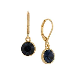 1928 レディース アクセサリー ピアス・イヤリング 1928 Gold Tone Round Faceted Crystaleverback Drop Earrings Blue ブルー
