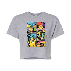 디즈니 픽사 레이디스 탑스 T셔츠 크롭드 Disney Pixars Toy Story Juniors Pop Art Cropped Tee Heather Gray 그레이
