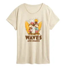 ディズニー レディース トップス Tシャツ グラフィック Disneys Mickey Minnie Mouse Womens Waves and Shades Graphic Tee Beige ベージュ