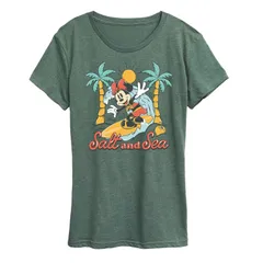 ディズニー レディース トップス Tシャツ グラフィック Disneys Minnie Mouse Womensalt and Sea Graphic Tee Heather Green ヘザー