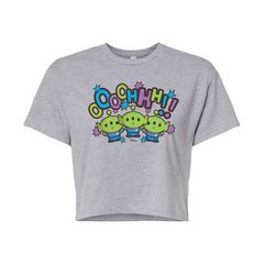 디즈니 레이디스 탑스 T셔츠 크롭드 Disneys Toy Story Juniors OOOOHHH Aliens Cropped Tee Heather Gray 그레이