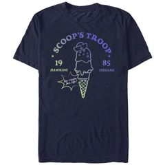 애니메이션 캐릭터 레이디스 탑스 T셔츠 그래픽 Licensed Character Juniors Stranger Thingscoops Troop Boyfriend Graphic Tee Navy 네이비