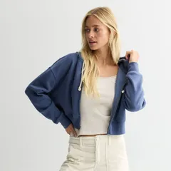 エスオー レディース トップス Tシャツ クロップド パーカー Juniors SO Favorite Cropped FullZip Hoodie Cyclone Blue ブルー