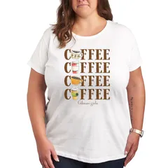 アニメキャラクター レディース トップス Tシャツ プラスサイズ グラフィック Licensed Character Plus Gilmore Girls Coffee Repeated Graphic Tee White ホワイト