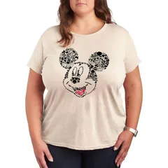ディズニー レディース トップス Tシャツ プラスサイズ グラフィック Disneys Mickey Mouse Plus Iconic Fill Graphic Tee Beige ベージュ