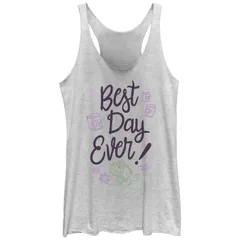 ディズニー レディース トップス Tシャツ グラフィック Disney Juniors Tangled Pascal Best Day Ever TriBlend Racerback Graphic Tank Top White Heather ホワイト
