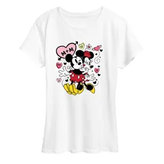 ディズニー レディース トップス Tシャツ グラフィック Disneys Mickey Minnie Mouse Womens Heart Graphic Tee White ホワイト