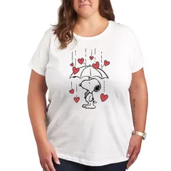 アニメキャラクター レディース トップス Tシャツ プラスサイズ グラフィック Licensed Character Plus Peanutsnoopy Heart Rain Graphic Tee White ホワイト