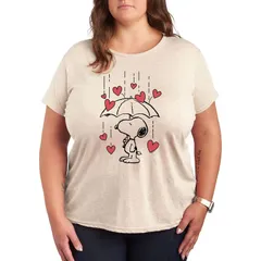 アニメキャラクター レディース トップス Tシャツ プラスサイズ グラフィック Licensed Character Plus Peanutsnoopy Heart Rain Graphic Tee Beige ベージュ