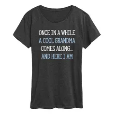 アニメキャラクター レディース トップス Tシャツ グラフィック Licensed Character Womens Cool Grandma Here I Am Graphic Tee Heather Charcoal チャコール