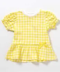 新品　apres les cours（アプレ レ クール） キッズ トップス 半袖Tシャツ　100㎝　110㎝　120㎝　130㎝　ペプラムパフトップス/7days Style　半袖　イエロー　チュニック　女の子