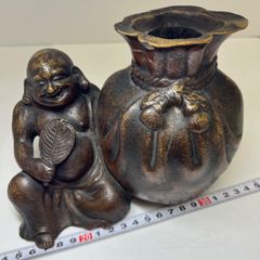 三面像 七福神 保命酒　備前焼　骨董品　人形徳利 三面像 七福神 保命酒 備前焼 骨董品 人形徳利 - メルカリ