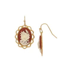 1928 レディース アクセサリー ピアス・イヤリング 1928 Gold Tone Oval Drop Cameo Wirearrings Orange オレンジ